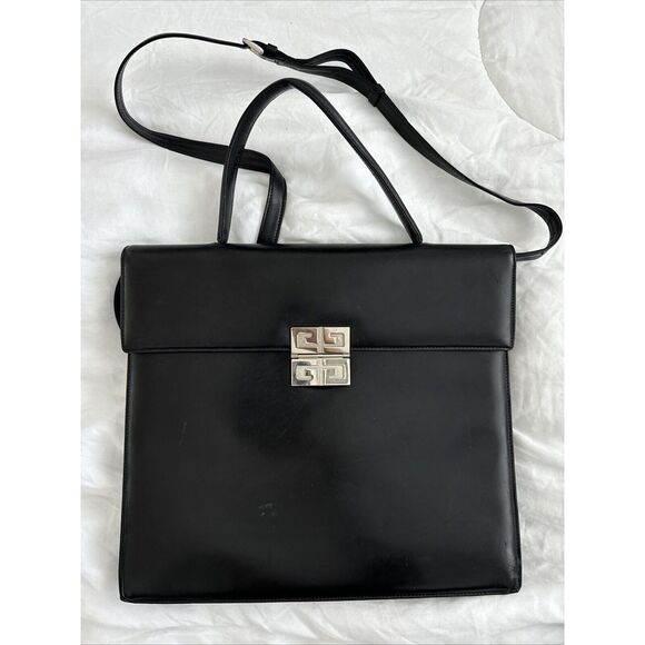 Givenchy Handbags - GIVENCHY Logo Black Leather Crossbody Bag